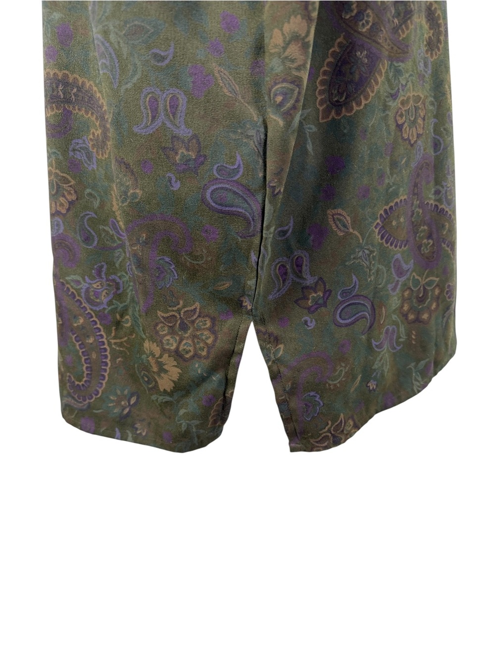 Capacity Olive Green Paisley Button Down Shirt L Oversized Artsy Boho - Picture 5 of 10